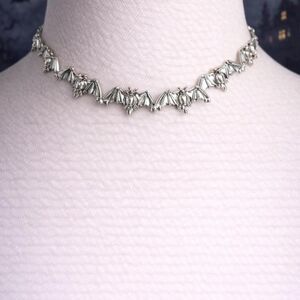 Silver Choker Bat Necklace